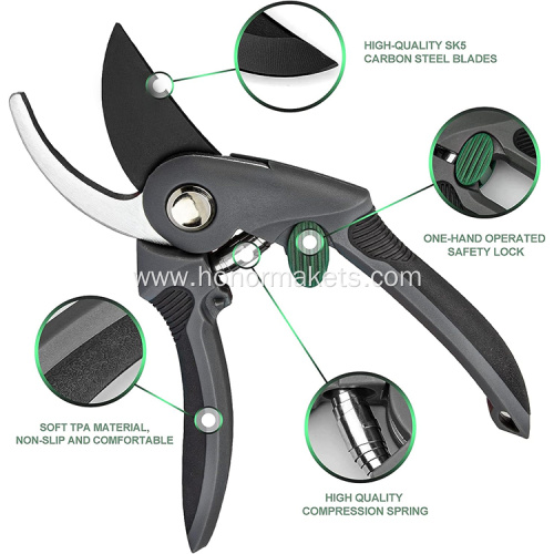Hot sale multi-purpose garden scissors shears Premium SK5 Carbon Steel Blades Hand Pruner for Garden Clippers Tree Cutter